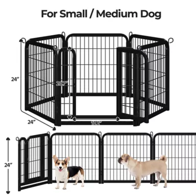 Yaheetech 6-Panel Dog Playpen - 24" Tall, Black - Image 3
