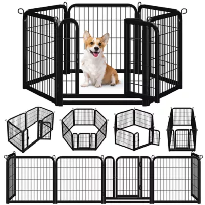 Yaheetech 6-Panel Dog Playpen - 24" Tall, Black - Image 4