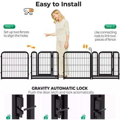 Yaheetech 6-Panel Dog Playpen - 24" Tall, Black - Image 5