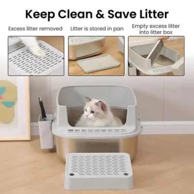 PawsPik Cat Stainless Steel XL Litter Box & Metal Scooper - Image 2
