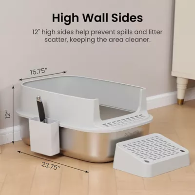 PawsPik Cat Stainless Steel XL Litter Box & Metal Scooper - Image 4