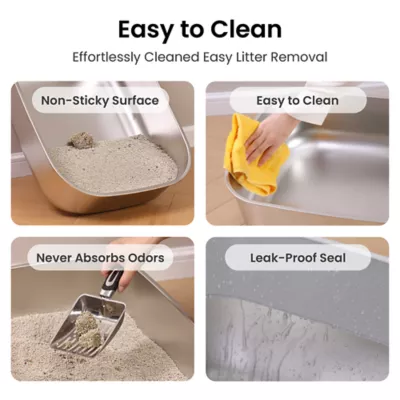 PawsPik Cat Stainless Steel XL Litter Box & Metal Scooper - Image 5