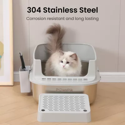 PawsPik Cat Stainless Steel XL Litter Box & Metal Scooper - Image 7