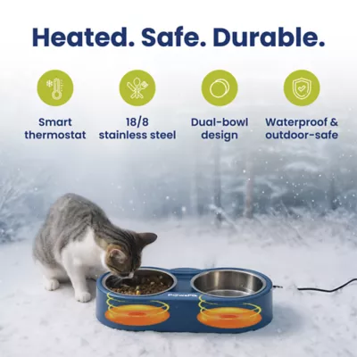 PawsPik Cat Heated Stainless Steel Outdoor Food & Water Bowl - Image 2