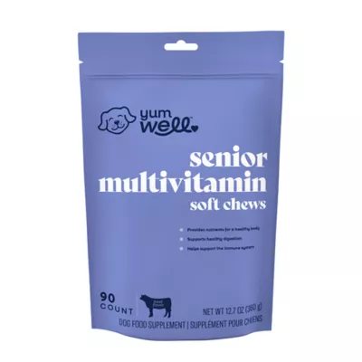 YumWell Senior Multivitamin Soft Chews for Mature Dogs Ages 7+, Beef Flavor, 90 Count - Image 1