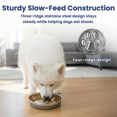 PawsPik Dog Stainless Steel Four-Ridged Slow Feeder Bowl - Image 5