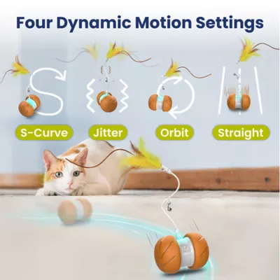 PawsPik Cat Feather Tail Rechargeable Spinnger Chasers Toy - Image 2