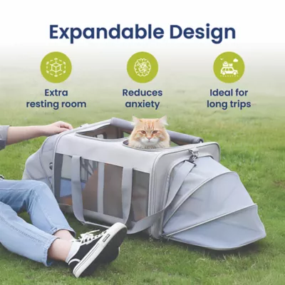 PawsPik Dog & Cat Portable Dual-Pet Carrier - Light Gray - Image 3