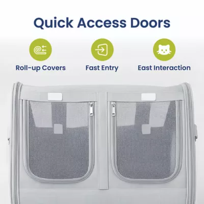 PawsPik Dog & Cat Portable Dual-Pet Carrier - Light Gray - Image 5