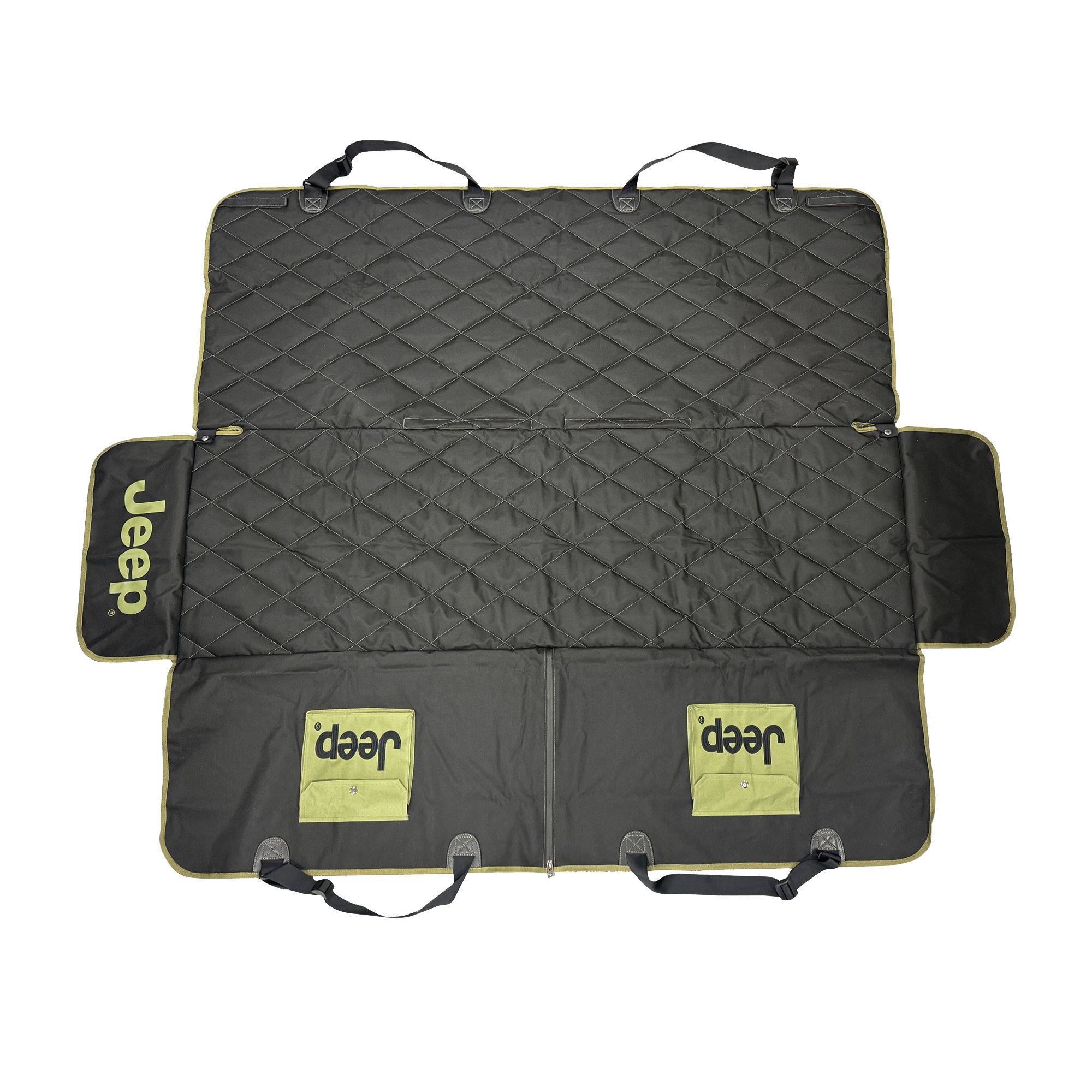 Jeep Quilted Backseat Hammock Vehicle Seat Protector W/ Pockets