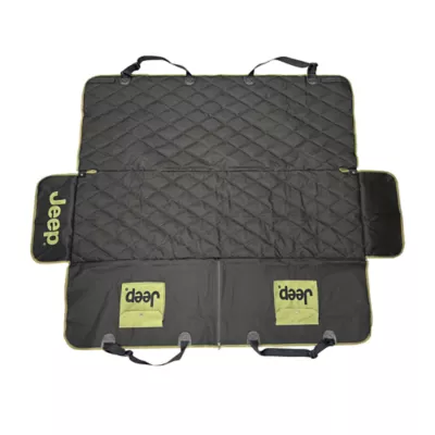 Jeep Quilted Backseat Hammock Vehicle Seat Protector W/ Pockets For Dogs, Machine Washable - Image 1