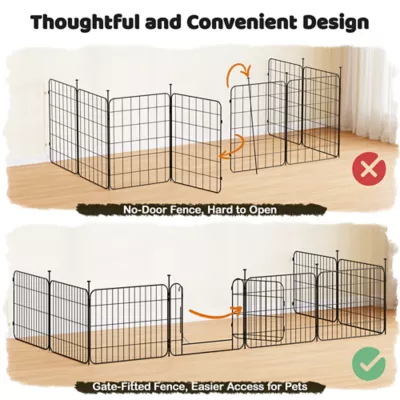 Yaheetech 8-Panel Foldable Metal Pet Enclousre with Door - 20" Tall, Black - Image 4
