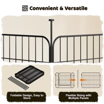 Yaheetech 8-Panel Foldable Metal Pet Enclousre with Door - 20" Tall, Black - Image 5