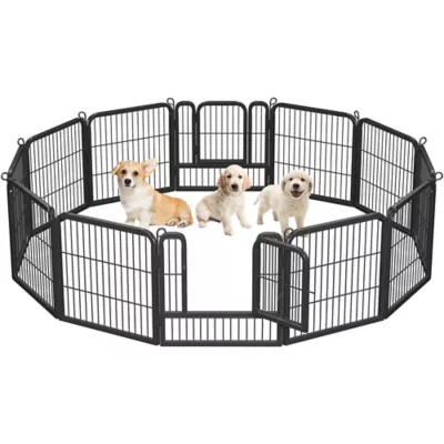 Yaheetech 12-Panel Foldable Metal Pet Fence - 24" Tall, Black - Image 1