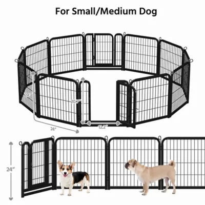Yaheetech 12-Panel Foldable Metal Pet Fence - 24" Tall, Black - Image 3