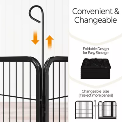Yaheetech 12-Panel Foldable Metal Pet Fence - 24" Tall, Black - Image 4
