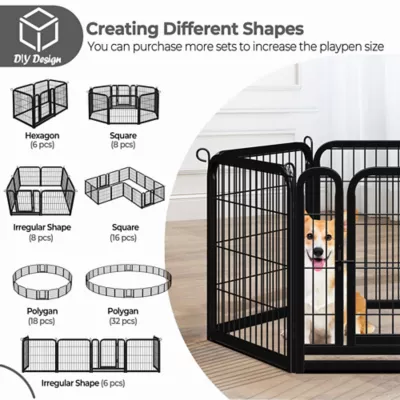 Yaheetech 12-Panel Foldable Metal Pet Fence - 24" Tall, Black - Image 5