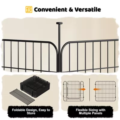 Yaheetech 16-Panel Foldable Metal Pet Enclosure with Door - 24" Tall, Black - Image 4