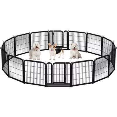 Yaheetech 16-Panel Metal Dog Playpen - 24" Tall, Black - Image 1