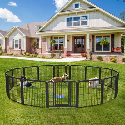 Yaheetech 16-Panel Metal Dog Playpen - 24" Tall, Black - Image 2