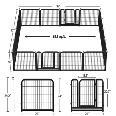 Yaheetech 16-Panel Metal Dog Playpen - 24" Tall, Black - Image 3