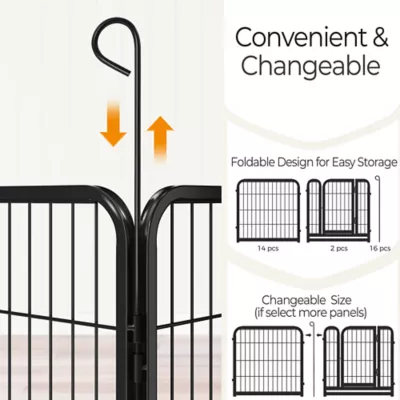 Yaheetech 16-Panel Metal Dog Playpen - 24" Tall, Black - Image 4
