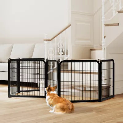 Yaheetech 2-Panel Metal Dog Playpen with Door - 24" Tall, Black - Image 2