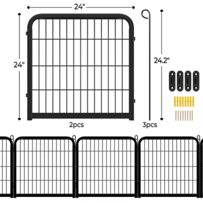 Yaheetech 2-Panel Metal Dog Playpen with Door - 24" Tall, Black - Image 3