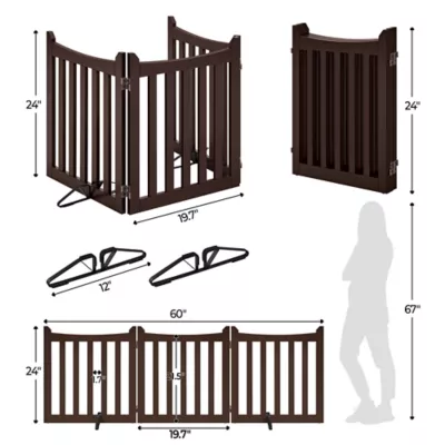 Yaheetech Freestanding 3-Panel Wooden Pet Fence - 24" Tall - Image 3