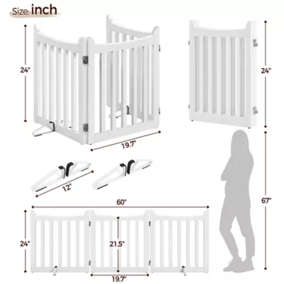 Yaheetech Freestanding 3-Panel Wooden Pet Fence - 24" Tall - Image 3
