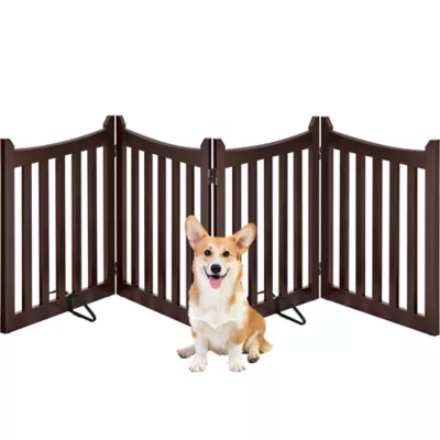 Yaheetech Freestanding 4-Panel Wooden Pet Fence - 24" Tall - Image 1