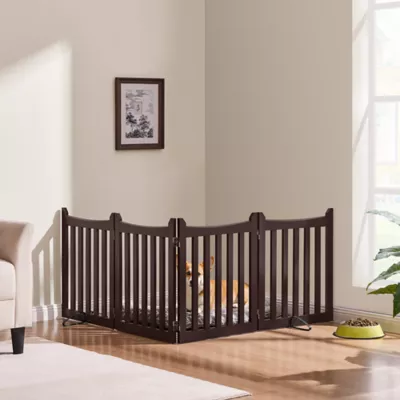 Yaheetech Freestanding 4-Panel Wooden Pet Fence - 24" Tall - Image 2