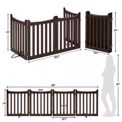 Yaheetech Freestanding 4-Panel Wooden Pet Fence - 24" Tall - Image 3