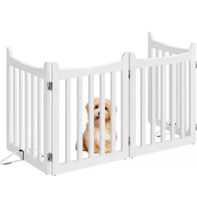 Yaheetech Freestanding 4-Panel Wooden Pet Fence - 24" Tall - Image 1