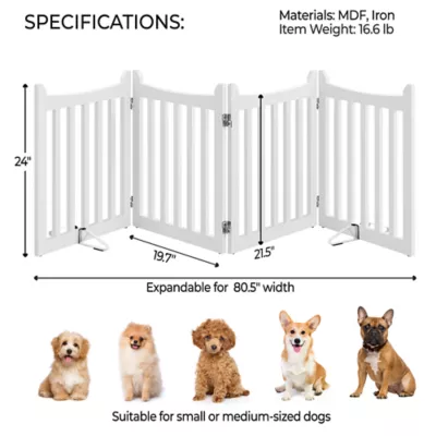 Yaheetech Freestanding 4-Panel Wooden Pet Fence - 24" Tall - Image 3