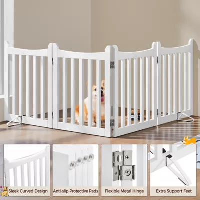Yaheetech Freestanding 4-Panel Wooden Pet Fence - 24" Tall - Image 5
