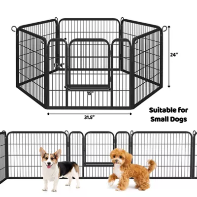 Yaheetech 6-Panel Metal Dog Playpen with Door - 24" Tall, Black - Image 3
