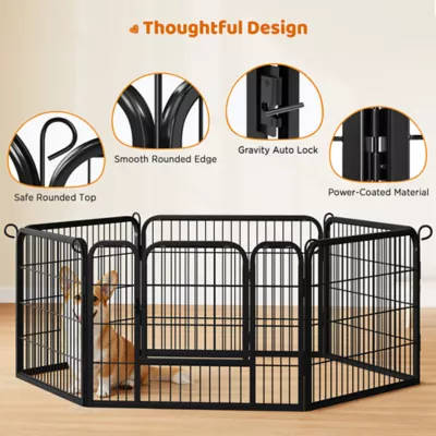 Yaheetech 6-Panel Metal Dog Playpen with Door - 24" Tall, Black - Image 5