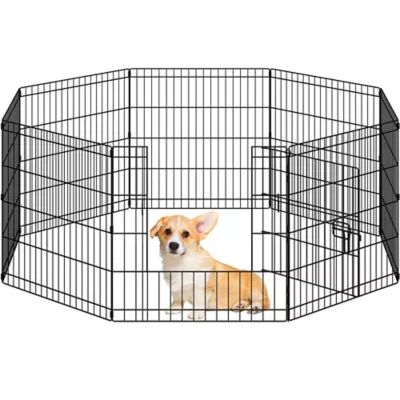 Yaheetech Portable 8-Panel Dog Playpen - 24" Tall, Black - Image 1