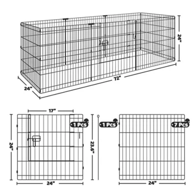Yaheetech Portable 8-Panel Dog Playpen - 24" Tall, Black - Image 3