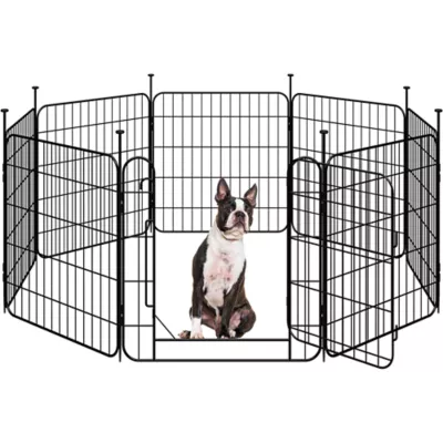 Yaheetech 8-Panel Puppy Playpen - 24" Tall, Black - Image 1