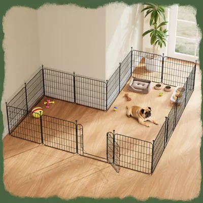 Yaheetech 8-Panel Puppy Playpen - 24" Tall, Black - Image 2