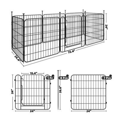 Yaheetech 8-Panel Puppy Playpen - 24" Tall, Black - Image 3