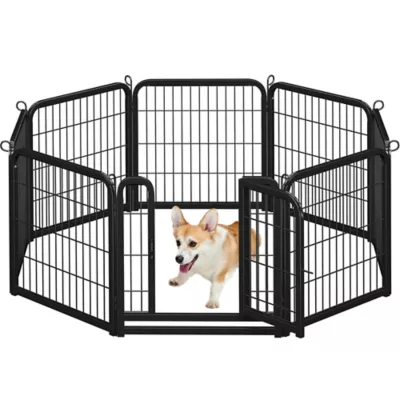 Yaheetech 8-Panel Foldable Metal Dog Fence - 24" Tall, Black - Image 1