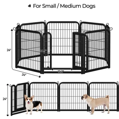 Yaheetech 8-Panel Foldable Metal Dog Fence - 24" Tall, Black - Image 3