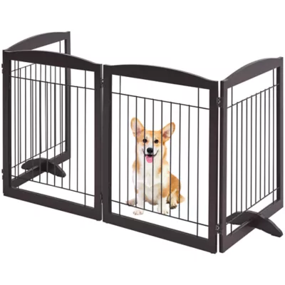 Yaheetech Extra-Wide Freestanding 4-Panel Pet Gate - 31" Tall - Image 1