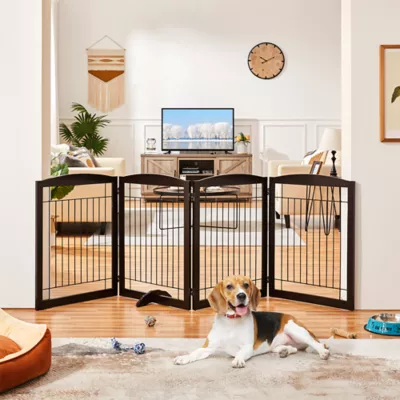 Yaheetech Extra-Wide Freestanding 4-Panel Pet Gate - 31" Tall - Image 2