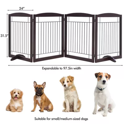 Yaheetech Extra-Wide Freestanding 4-Panel Pet Gate - 31" Tall - Image 3