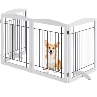 Yaheetech Extra-Wide Freestanding 4-Panel Pet Gate - 31" Tall - Image 1