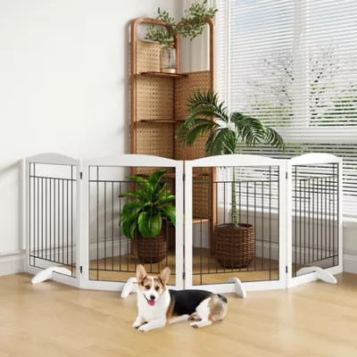 Yaheetech Extra-Wide Freestanding 4-Panel Pet Gate - 31" Tall - Image 2